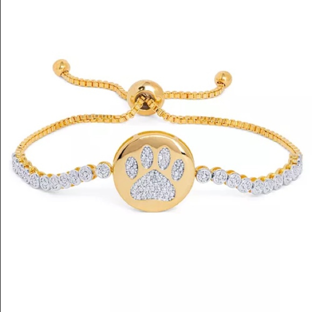 New Diamond Accent Animal Paw Adjustable Bracelet